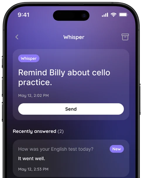 The SkyBloom app showing a message to send and the replies already answered.